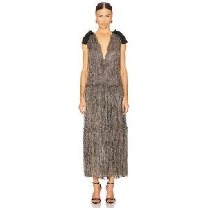 Sabina Musayev Ray Metallic Maxi Dress in Gold